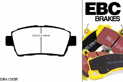 DP41295R, Toyota Yaris, 1.5 (NCP13) 2001-2006, EBC Yellowstuff remblokken set vooras, Voor modellen met een remschijf diameter 255mm