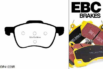 DP41229R, Volvo S80 Mk1, 2.9 1998-2006, EBC Yellowstuff remblokken set vooras, Voor modellen met ATE remklauwen aan de vooras, Voor modellen met een remschijf diameter 305mm