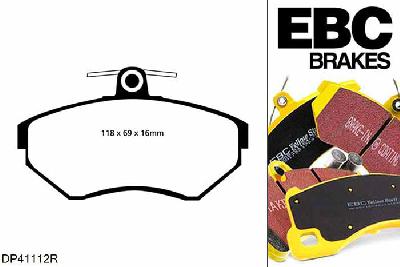 DP41112R, VW Caddy Kombi, 1.9 TDI 2001-2004, EBC Yellowstuff remblokken set vooras, Voor modellen met Girling/TRW remklauwen aan de vooras, Voor modellen met een remschijf diameter 256mm