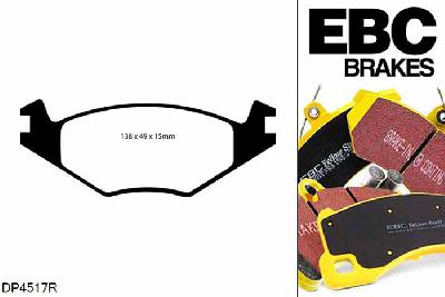 DP4517R, VW Golf Mk1, 1.6 1981-1983, EBC Yellowstuff remblokken set vooras, Voor modellen met VW remklauwen aan de vooras, Voor modellen met een remschijf diameter 239mm