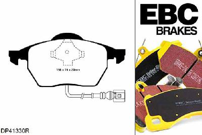 DP41330R, VW Golf Mk3, 2.8 174 PK 1995-1998, EBC Yellowstuff remblokken set vooras, Voor modellen met ATE remklauwen aan de vooras, Voor modellen met een remschijf diameter 288mm