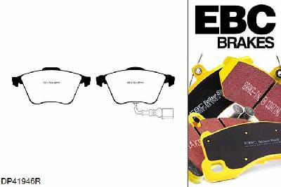 DP41946R, VW Golf Mk6, 2.0 Turbo R (PR-1ZK) 270 PK 2009-2013, EBC Yellowstuff remblokken set vooras, Voor modellen met ATE remklauwen aan de vooras, Voor modellen met een remschijf diameter 345mm