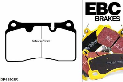 DP41908R, VW Touareg (1st Gen), 3.6 280 PK 2005-2010, EBC Yellowstuff remblokken set vooras, Voor modellen met Brembo remklauwen aan de vooras, Voor modellen met een remschijf diameter 330mm