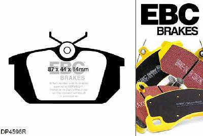 DP4596R, Alfa Romeo GTV, 2.0 Turbo 200 PK GTV, EBC Yellowstuff remblokken set achteras Voor modellen met Girling/TRW remklauwen aan de achteras, Voor modellen met remschijf diameter van 240mm aan de achteras