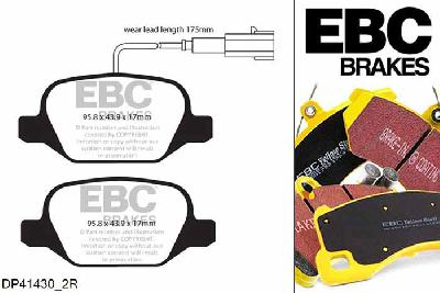 DP41430/2R, Alfa Romeo Mi.To, 1.4 Turbo 120 PK Mi.To, EBC Yellowstuff remblokken set achteras Voor modellen met TRW remklauwen aan de achteras, Voor modellen met remschijf diameter van 251mm aan de achteras