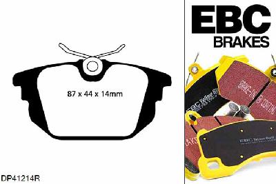 DP41214R, Alfa Romeo Spider, 3.2 260 PK Spider, EBC Yellowstuff remblokken set achteras Voor modellen met Girling/TRW remklauwen aan de achteras, Voor modellen met remschijf diameter van 240mm aan de achteras