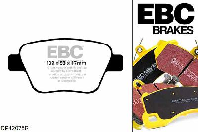 DP42075R, Audi A3 (8P), 1.2 Turbo A3 (8P), EBC Yellowstuff remblokken set achteras Voor modellen met Bosch remklauwen aan de achteras, Voor modellen met remschijf diameter van 272mm aan de achteras