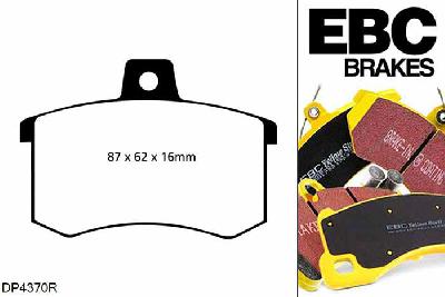 DP4370R, Audi A4 (B5), 1.8 Turbo A4 (B5), EBC Yellowstuff remblokken set achteras Voor modellen met Girling/TRW remklauwen aan de achteras, Voor modellen met remschijf diameter van 245mm aan de achteras