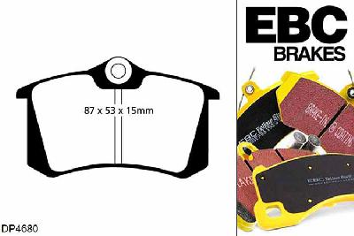 DP4680R, Audi A4 quattro (B5), 1.9 TDI A4 quattro (B5), EBC Yellowstuff remblokken set achteras Voor modellen met Girling/TRW remklauwen aan de achteras, Voor modellen met remschijf diameter van 245mm aan de achteras