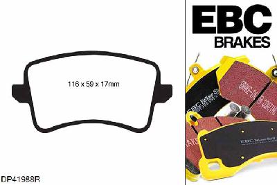 DP41988R, Audi A5 quattro (B8), 3.0 TDI 237 PK A5 quattro (B8), EBC Yellowstuff remblokken set achteras Voor modellen met TRW remklauwen aan de achteras, Voor modellen met remschijf diameter van 330mm aan de achteras