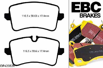 DP42082R, Audi A6 quattro Avant (C7/4G), 2.0 TDI 190 PK A6 quattro Avant (C7/4G), EBC Yellowstuff remblokken set achteras Voor modellen met TRW remklauwen aan de achteras, Voor modellen met remschijf diameter van 300mm aan de achteras