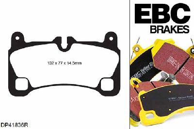 DP41836R, Audi Q7 (4L), 3.0 TDI Q7 (4L), EBC Yellowstuff remblokken set achteras Voor modellen met Brembo remklauwen aan de achteras, Voor modellen met remschijf diameter van 358mm aan de achteras