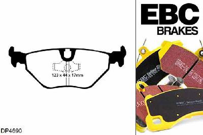 DP4690R, BMW 5 Series (E34), 518 (1.8) Touring 5 Series (E34), EBC Yellowstuff remblokken set achteras Voor modellen met ATE remklauwen aan de achteras, Voor modellen met remschijf diameter van 300mm aan de achteras