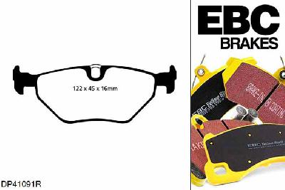 DP41091R, BMW 5 Series X (4WD) (E34), 525 i (2.5) 5 Series X (4WD) (E34), EBC Yellowstuff remblokken set achteras Voor modellen met ATE remklauwen aan de achteras, Voor modellen met remschijf diameter van 300mm aan de achteras