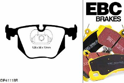 DP41118R, BMW 7 Series (E38), 740 (4.0) 7 Series (E38), EBC Yellowstuff remblokken set achteras Voor modellen met ATE remklauwen aan de achteras, Voor modellen met remschijf diameter van 324mm aan de achteras