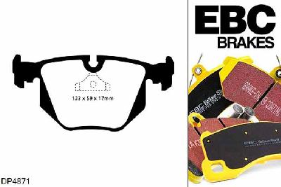 DP4871R, BMW 8 Series (E31), 850 (5.4) 8 Series (E31), EBC Yellowstuff remblokken set achteras Voor modellen met ATE remklauwen aan de achteras, Voor modellen met remschijf diameter van 324mm aan de achteras