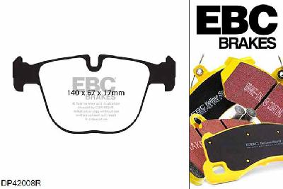 DP42008R, BMW X6 M, 4.4 Twin Turbo (F86) 575 PK X6 M, EBC Yellowstuff remblokken set achteras Voor modellen met ATE remklauwen aan de achteras, Voor modellen met remschijf diameter van 385mm aan de achteras