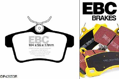 DP42053R, Citroen DS5, 2.0 TD 165 PK DS5, EBC Yellowstuff remblokken set achteras, Voor modellen met remschijf diameter van 267mm aan de achteras