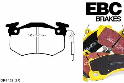 DP4458/2R, Citroen Xsara Picasso, 1.6 TD 110 PK Xsara Picasso, EBC Yellowstuff remblokken set achteras Voor modellen met Bendix remklauwen aan de achteras, Voor modellen met remschijf diameter van 247mm aan de achteras
