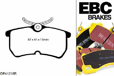 DP41218R, Ford Puma, 1.7 Racing Puma, EBC Yellowstuff remblokken set achteras Voor modellen met Girling/TRW remklauwen aan de achteras, Voor modellen met remschijf diameter van 270mm aan de achteras