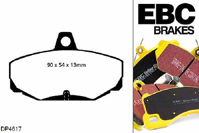 DP4617R, Ford Sierra, 2.0 Sierra, EBC Yellowstuff remblokken set achteras Voor modellen met Girling/TRW remklauwen aan de achteras, Voor modellen met remschijf diameter van 253mm aan de achteras
