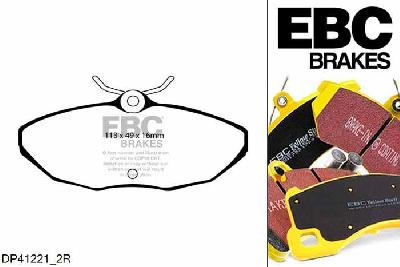 DP41221/2R, Jaguar S-Type, 4.2 294 PK S-Type, EBC Yellowstuff remblokken set achteras Voor modellen met Girling/TRW remklauwen aan de achteras, Voor modellen met remschijf diameter van 288mm aan de achteras