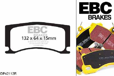 DP42112R, Jaguar XKR-S, 5.0 Supercharged 550 PK XKR-S, EBC Yellowstuff remblokken set achteras Voor modellen met Alcon remklauwen aan de achteras, Voor modellen met remschijf diameter van 350mm aan de achteras