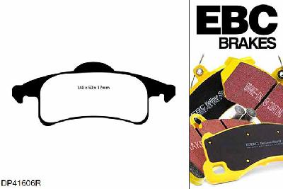 DP41606R, Jeep Grand Cherokee, 4.7 Grand Cherokee, EBC Yellowstuff remblokken set achteras Voor modellen met ATE remklauwen aan de achteras, Voor modellen met remschijf diameter van 305mm aan de achteras