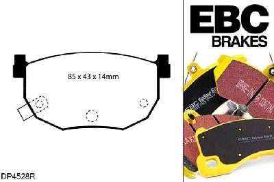 DP4528R, Kia Cerato, 1.6 TD Cerato, EBC Yellowstuff remblokken set achteras Voor modellen met Sumitomo remklauwen aan de achteras, Voor modellen met remschijf diameter van 258mm aan de achteras
