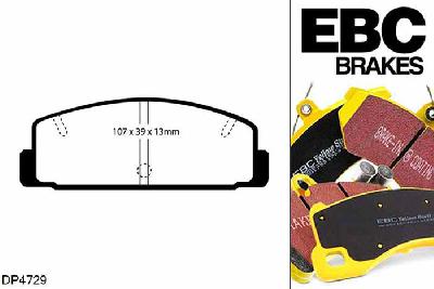 DP4729R, Mazda 323, 2.0 TD (BJ) 323, EBC Yellowstuff remblokken set achteras Voor modellen met Akebono remklauwen aan de achteras, Voor modellen met remschijf diameter van 260mm aan de achteras