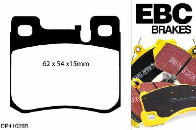 DP41026R, Mercedes E-Class (W124), E300 Estate 4-Matic E-Class (W124), EBC Yellowstuff remblokken set achteras Voor modellen met ATE remklauwen aan de achteras, Voor modellen met remschijf diameter van 278mm aan de achteras