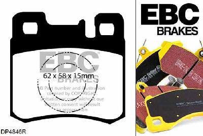 DP4846R, Mercedes E-Class (W124), E420 E-Class (W124), EBC Yellowstuff remblokken set achteras Voor modellen met ATE remklauwen aan de achteras, Voor modellen met remschijf diameter van 278mm aan de achteras