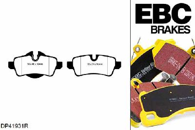 DP41931R, Mini Mini Hatch (2nd Gen)(R56), 1.6 Cooper Mini Hatch (2nd Gen)(R56), EBC Yellowstuff remblokken set achteras Voor modellen met TRW remklauwen aan de achteras, Voor modellen met remschijf diameter van 259mm aan de achteras