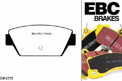 DP4576R, Mitsubishi Lancer Evo 1, 2.0 Turbo Lancer Evo 1, EBC Yellowstuff remblokken set achteras Voor modellen met Akebono remklauwen aan de achteras, Voor modellen met remschijf diameter van 260mm aan de achteras