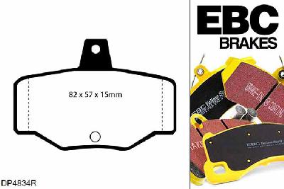 DP4834R, Nissan Almera, 1.5 D (ABS) Almera, EBC Yellowstuff remblokken set achteras Voor modellen met Girling/TRW remklauwen aan de achteras, Voor modellen met remschijf diameter van 258mm aan de achteras
