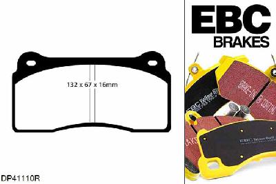 DP41110R, Nissan Juke-R, 3.8 Twin Turbo 545 PK Juke-R, EBC Yellowstuff remblokken set achteras Voor modellen met Brembo remklauwen aan de achteras, Voor modellen met remschijf diameter van 380mm aan de achteras
