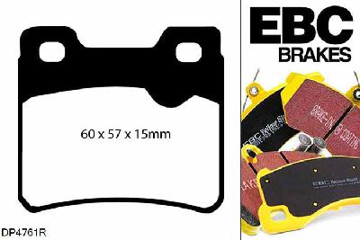 DP4761R, Opel Astra Cabriolet, 1.8 Astra Cabriolet, EBC Yellowstuff remblokken set achteras Voor modellen met ATE remklauwen aan de achteras, Voor modellen met remschijf diameter van 260mm aan de achteras