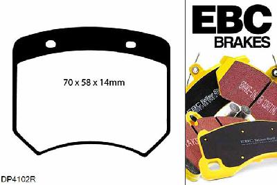 DP4102R, Opel Omega (Lotus), 3.6 Twin Turbo 377 PK Omega (Lotus), EBC Yellowstuff remblokken set achteras Voor modellen met AP remklauwen aan de achteras, Voor modellen met remschijf diameter van 300mm aan de achteras