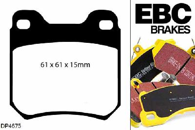 DP4675R, Opel Vectra, 2.2 TD Vectra, EBC Yellowstuff remblokken set achteras Voor modellen met ATE remklauwen aan de achteras, Voor modellen met remschijf diameter van 286mm aan de achteras