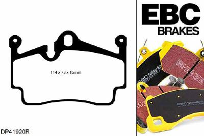 DP41920R, Porsche Boxster (718), 2.5 Turbo 350 PK Boxster (718), EBC Yellowstuff remblokken set achteras Voor modellen met Brembo remklauwen aan de achteras, Voor modellen met remschijf diameter van 299mm aan de achteras