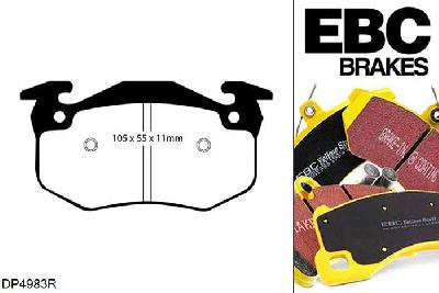 DP4983R, Renault Megane MK1 Convertible, 2.0 16v 140 PK Megane MK1 Convertible, EBC Yellowstuff remblokken set achteras Voor modellen met Bendix remklauwen aan de achteras, Voor modellen met remschijf diameter van 238mm aan de achteras