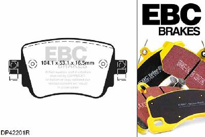 DP42201R, Seat Leon (5F), 1.6 TDI 105 PK Leon (5F), EBC Yellowstuff remblokken set achteras Voor modellen met TRW remklauwen aan de achteras, Voor modellen met remschijf diameter van 272mm aan de achteras