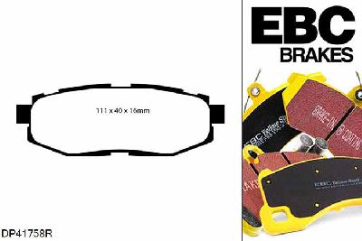 DP41758R, Subaru BRZ, 2.0 (UK Spec) 200 PK BRZ, EBC Yellowstuff remblokken set achteras, Voor modellen met remschijf diameter van 290mm aan de achteras