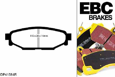 DP41584R, Subaru XV, 2.0 XV, EBC Yellowstuff remblokken set achteras Voor modellen met Akebono remklauwen aan de achteras, Voor modellen met remschijf diameter van 274mm aan de achteras