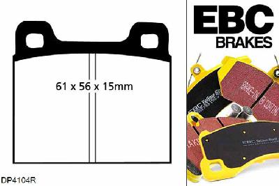 DP4104R, Volvo C70, 2.4 Turbo C70, EBC Yellowstuff remblokken set achteras Voor modellen met ATE remklauwen aan de achteras, Voor modellen met remschijf diameter van 295mm aan de achteras