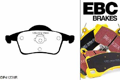 DP41231R, Volvo S80 Mk1, 2.5 TD S80 Mk1, EBC Yellowstuff remblokken set achteras Voor modellen met ATE remklauwen aan de achteras, Voor modellen met remschijf diameter van 288mm aan de achteras