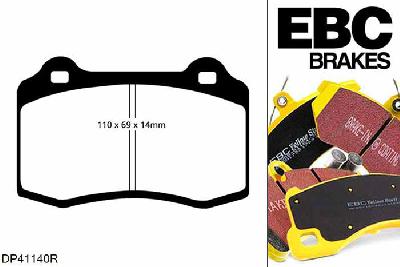 DP41140R, Volvo V70 Mk2, 2.5 Turbo R V70 Mk2, EBC Yellowstuff remblokken set achteras Voor modellen met Brembo remklauwen aan de achteras, Voor modellen met remschijf diameter van 330mm aan de achteras