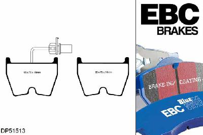 DP51513NDX, Audi R8, 5.2 532 PK 2009-2015, EBC Bluestuff remblokken set vooras, Voor modellen met Brembo remklauwen aan de vooras, Voor modellen met een remschijf diameter 365mm