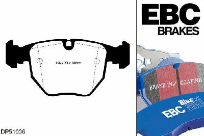 DP51036NDX, BMW 5 Series (E39), 535 i (3.5) 2000-2003, EBC Bluestuff remblokken set vooras, Voor modellen met ATE remklauwen aan de vooras, Voor modellen met een remschijf diameter 324mm