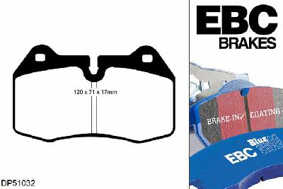 DP51032NDX, BMW 7 Series (E38), 735 (3.5) 1996-2002, EBC Bluestuff remblokken set vooras, Voor modellen met Brembo remklauwen aan de vooras, Voor modellen met een remschijf diameter 316mm